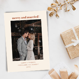 Minimalistische Boho Rust Merry Married Christmas  Feestdagenkaart