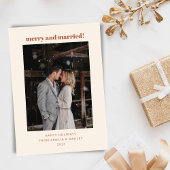 Minimalistische Boho Rust Merry Married Christmas  Feestdagenkaart