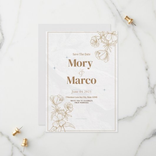 Minimalistische Boho Rustieke pampagras Save The D Date (Voorkant / Achterkant in situ)