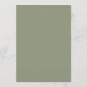 Minimalistische Boho Sage Green bruiloft Advieskaart (Achterkant)