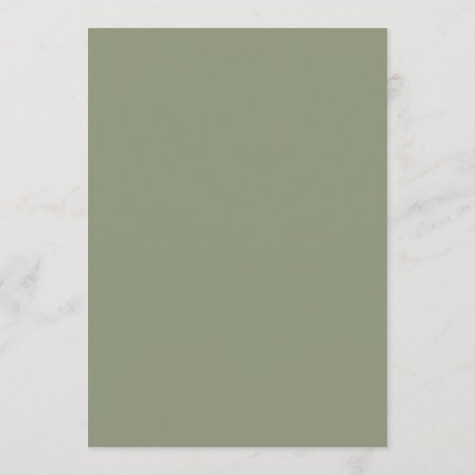 Minimalistische Boho Sage Green bruiloft Advieskaart (Achterkant)