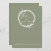 Minimalistische Boho Sage Green bruiloft Advieskaart (Voorkant / Achterkant)
