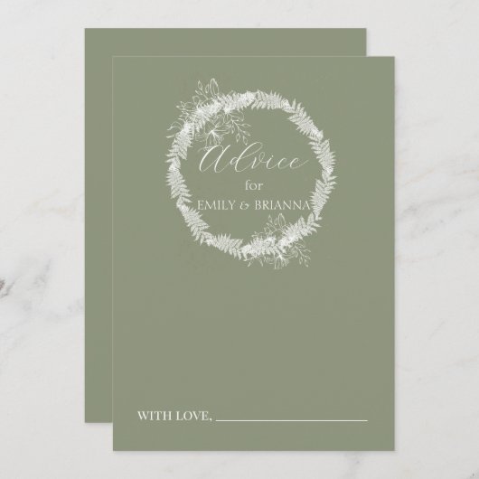 Minimalistische Boho Sage Green bruiloft Advieskaart (Voorkant / Achterkant)