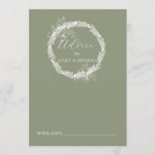 Minimalistische Boho Sage Green bruiloft Advieskaart (Voorkant)