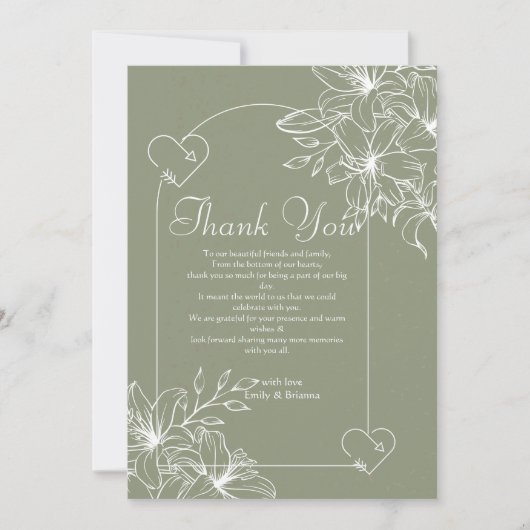 Minimalistische Boho Sage Green bruiloft Bedankkaart (Voorkant)