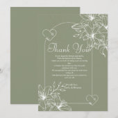Minimalistische Boho Sage Green bruiloft Bedankkaart (Voorkant / Achterkant)