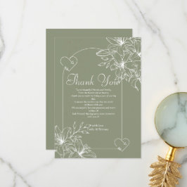 Minimalistische Boho Sage Green bruiloft Bedankkaart