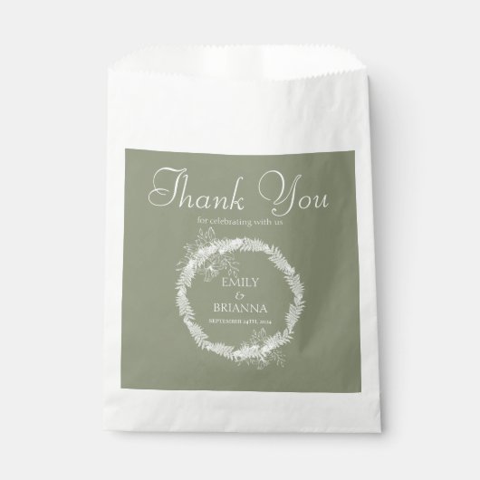 Minimalistische Boho Sage Green bruiloft Bedankzakje (Voorkant)