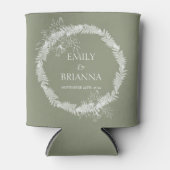 Minimalistische Boho Sage Green bruiloft Blikjeskoeler (Voorkant)