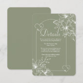 Minimalistische Boho Sage Green bruiloft Informatiekaartje (Voorkant / Achterkant)