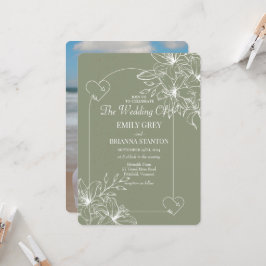 Minimalistische Boho Sage Green bruiloft Kaart
