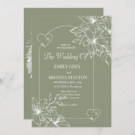 Minimalistische Boho Sage Green bruiloft Kaart
