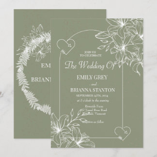 Minimalistische Boho Sage Green bruiloft Kaart
