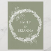 Minimalistische Boho Sage Green bruiloft Menu (Achterkant)