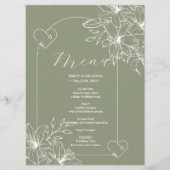 Minimalistische Boho Sage Green bruiloft Menu (Voorkant)