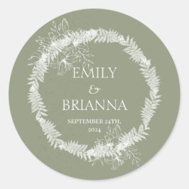Minimalistische Boho Sage Green bruiloft Ronde Sticker