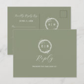 Minimalistische Boho Sage Green bruiloft RSVP Brie Briefkaart (Voorkant / Achterkant)