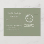 Minimalistische Boho Sage Green bruiloft RSVP Brie Briefkaart (Achterkant)