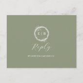Minimalistische Boho Sage Green bruiloft RSVP Brie Briefkaart (Voorkant)