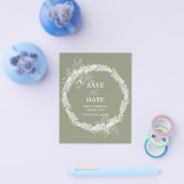 Minimalistische Boho Sage Green bruiloft Save the Flyer (Enkel)