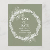 Minimalistische Boho Sage Green bruiloft Save the Flyer (Voorkant)