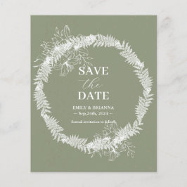 Minimalistische Boho Sage Green bruiloft Save the Flyer