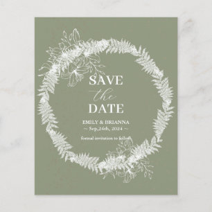 Minimalistische Boho Sage Green bruiloft Save the  Flyer