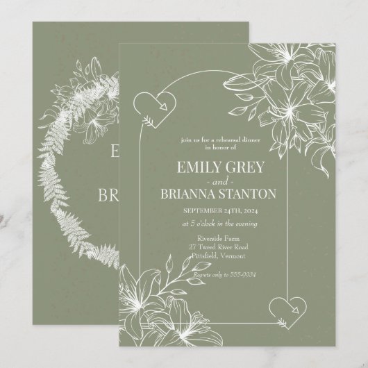 Minimalistische Boho Sage Green repetitie diner Kaart (Voorkant / Achterkant)