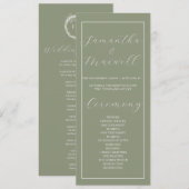 Minimalistische Boho Sage Green Wedding Programma (Voorkant / Achterkant)