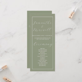 Minimalistische Boho Sage Green Wedding Programma