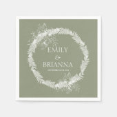 Minimalistische Boho Sage Groene naam servetten (Voorkant)