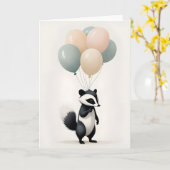 Minimalistische Boho Schattige Stinkdier met Ballo Kaart (Gele Bloem)