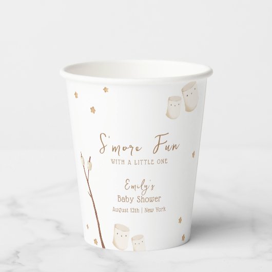 Minimalistische Boho S'more Fun Stars Baby shower Papieren Bekers (Achterkant)