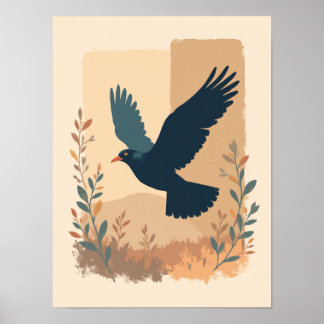 Minimalistische Boho Soaring Bird Abstracte muurku Poster