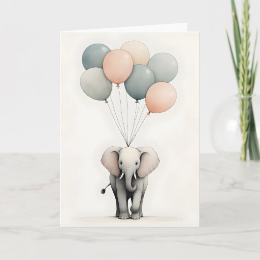Minimalistische Boho stijl olifant met ballonnen b Kaart (Voorkant)