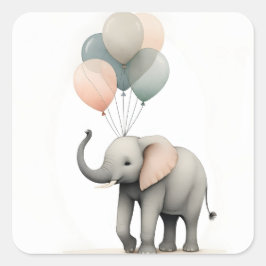 Minimalistische Boho stijl olifant met ballonnen Vierkante Sticker
