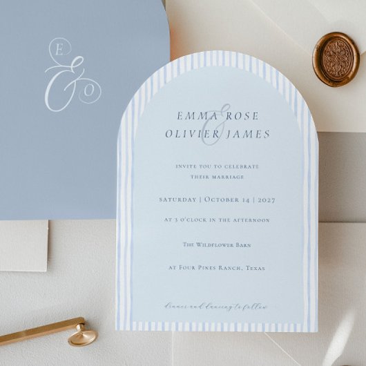 Minimalistische Boho Stofblauwe Trouwdag Kaart