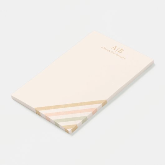 Minimalistische Boho Stripe | Gepersonaliseerd ink Post-it® Notes (Schuin)
