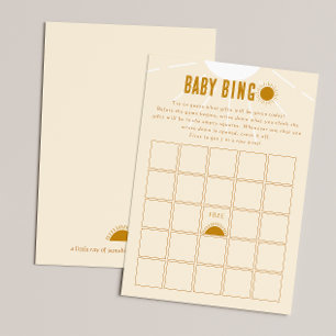 Minimalistische Boho Sunshine Baby shower Bingo Ka Kaart