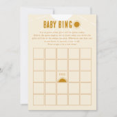 Minimalistische Boho Sunshine Baby shower Bingo Ka Kaart (Voorkant)