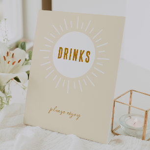 Minimalistische Boho Sunshine Baby shower Drinken Reclamebord Met Voetstuk