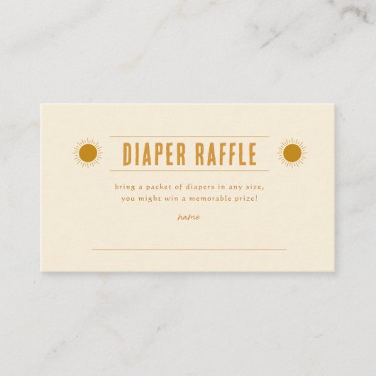 Minimalistische Boho Sunshine Baby shower Luier Ra Informatiekaartje (Voorkant)