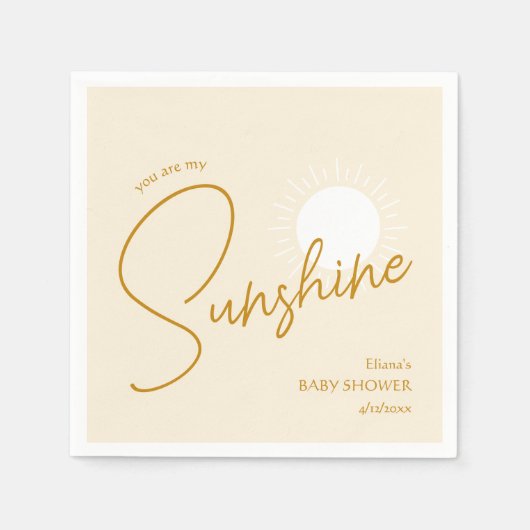 Minimalistische Boho Sunshine Baby shower servette Servet (Voorkant)