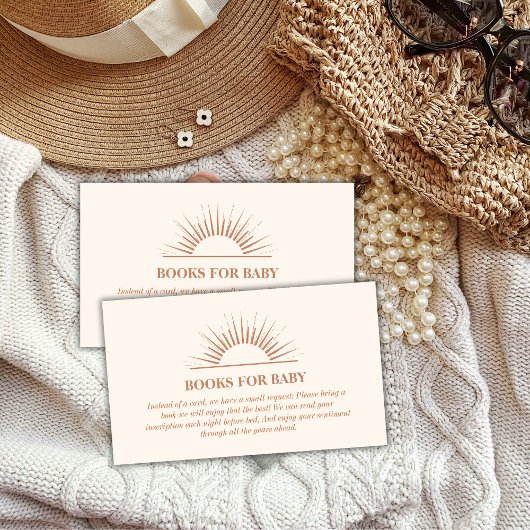Minimalistische Boho Sunshine boeken voor Baby sho Informatiekaartje