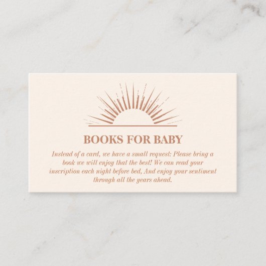 Minimalistische Boho Sunshine boeken voor Baby sho Informatiekaartje (Voorkant)