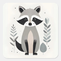 Minimalistische Boho Sweet Raccoon in de Bossen
