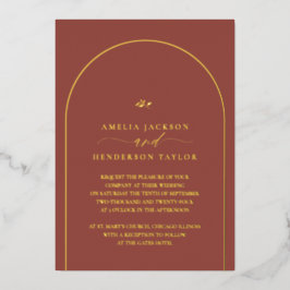 Minimalistische Boho Terracotta Arch Bruiloft Folie Uitnodiging