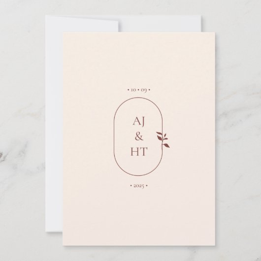 Minimalistische Boho Terracotta Beige Script bruil Kaart (Achterkant)