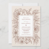 Minimalistische Boho Terracotta Bloemrijke Lijn Ba Kaart (Voorkant)