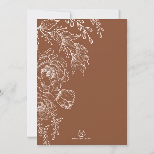 Minimalistische Boho Terracotta Bloemrijke Lijn Ba Kaart (Achterkant)